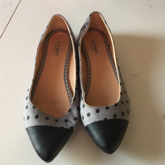 Black and Gray polka dot flats