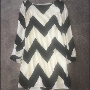 Chevron long sleeve shift dress