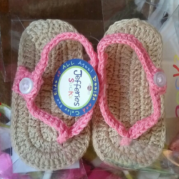 NWOT Jeffries socks infant crochet flipflops - Picture 3 of 3