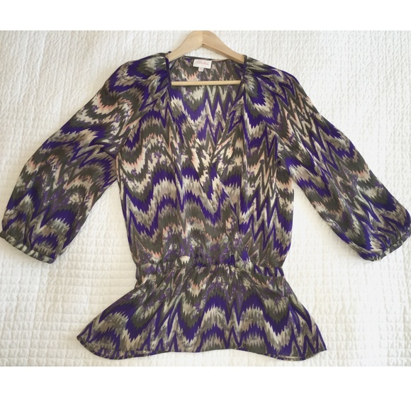 Parker Zig Zag Multi Color Blouse Small