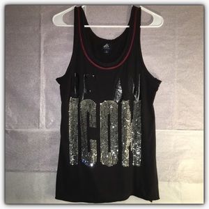 {Authentic Icon} Black logo sleeveless top