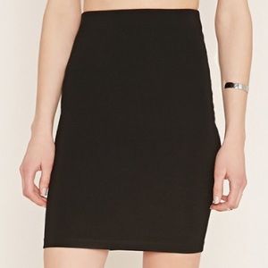 Black Cotton Mini Bodycon Pencil Skirt