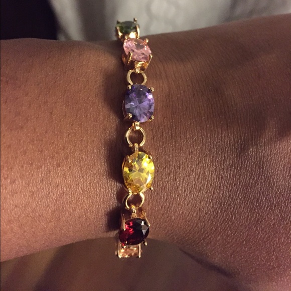 Gold filled multi-colored stone bracelet