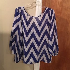 Blue and white chevron blouse