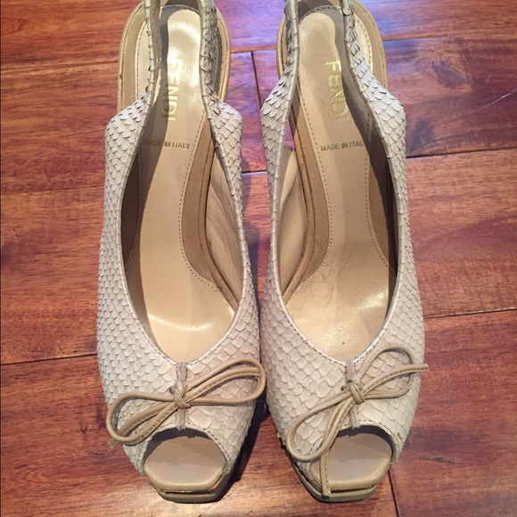 FENDI platform snakeskin sling back heels