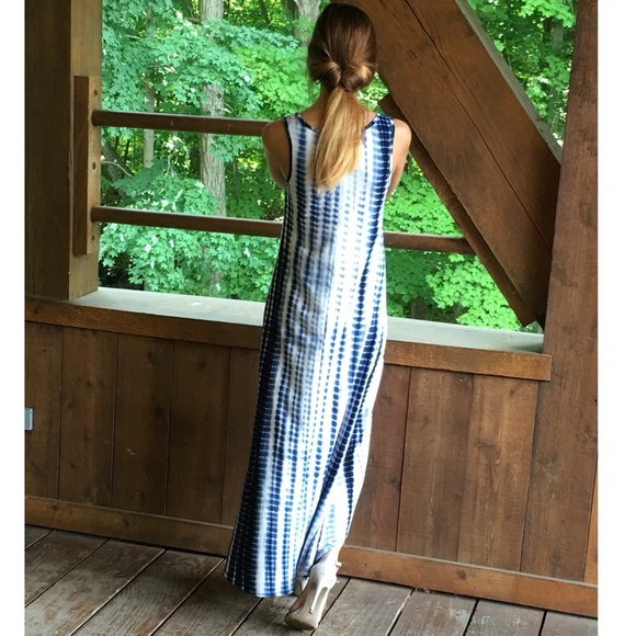 Indigo Tie Dye Maxi Dress Shirtdress - Picture 2 of 4