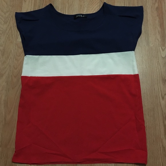 red, white & blue sheer top