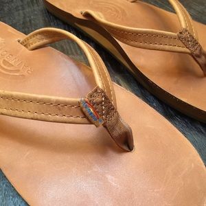Tan Leather Rainbow Flip Flops (size 8.5)