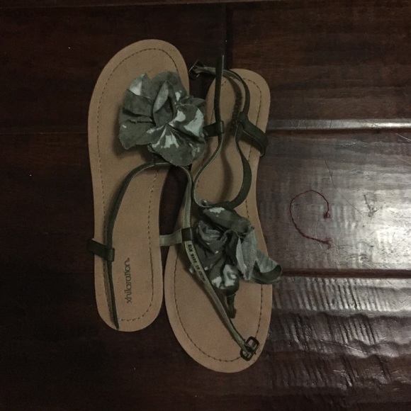 Green/White Flowered Sandals