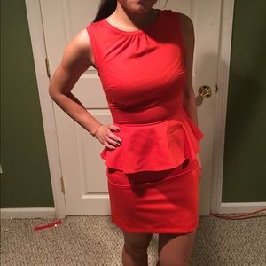H&M orange bodycon peplum mini dress size US 4 NWT