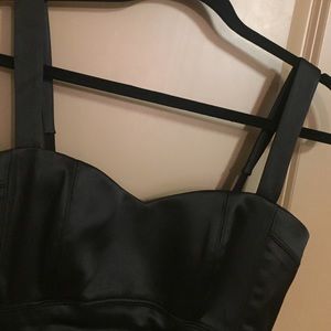 bebe Sweetheart Satin Little Black Dress