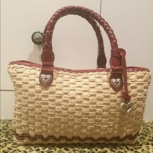 Brighton leather & straw handbag