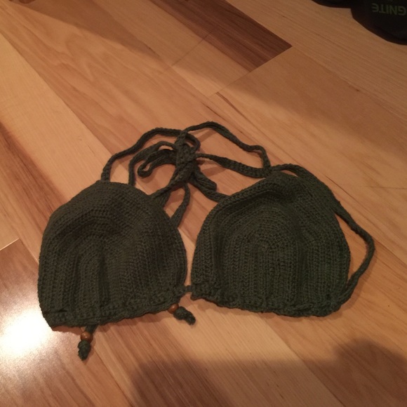 Crochet bikini top green