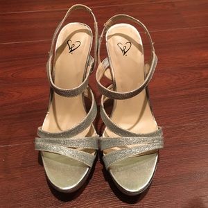 Silver sparkly heels