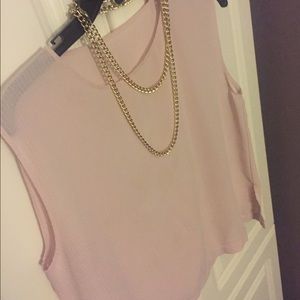 SALE! Pink sheer crop blouse