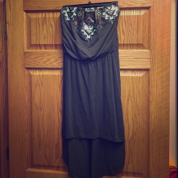 Express strapless high low dress.