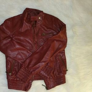 Burgandy pleather jacket