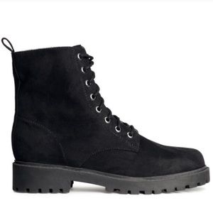 Suede black combat boot