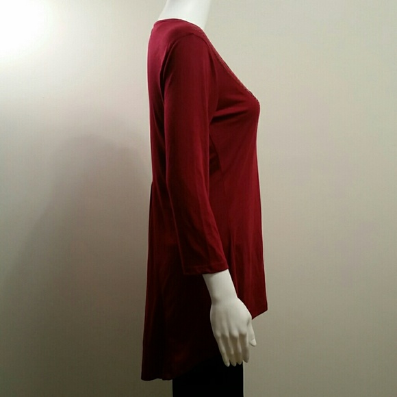 NWT Style&Co 3/4 Sleeve Embellished BustleBack Top - Picture 2 of 4