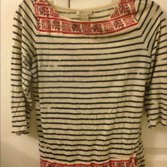 Lucky Brand Embroidered Striped top
