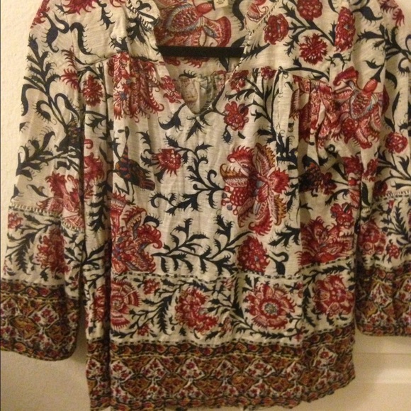 Lucky brand 3/4 sleeve patterned shirt