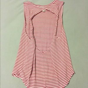 Red and white twisted back tank top