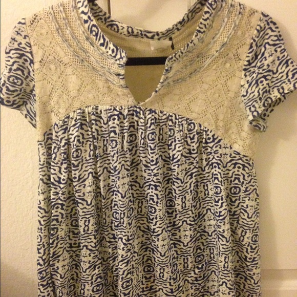 Anthropologie patterned & embroidered top