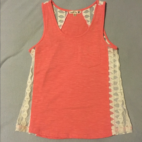 Lace side orange tank top