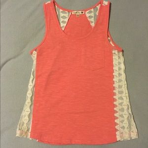 Lace side orange tank top