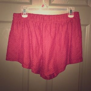 Red lace shorts