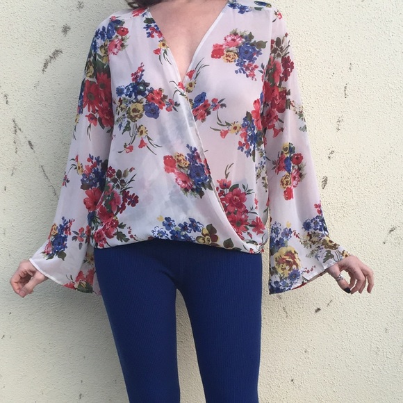 Anthropologie Tops - SOLD🌷Floral Blouse WRAP TOP ANTHROPOLOGIE SZ M/L