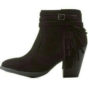 Side Fringe ankle Booties