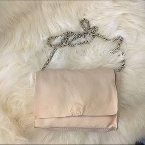 Zara real leather pale pink cross body bag