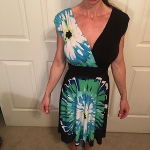 Floral knee length wrap dress