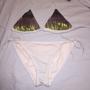 Victoria Secret Sequin Bikini-ruched bottoms