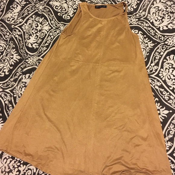 Tan faux suede shift dress