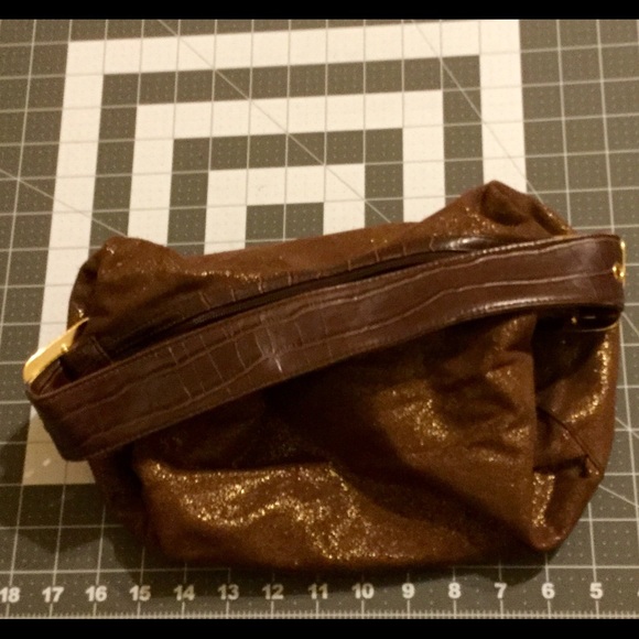 Brown & speckled gold bag w/ tortoise shell strap - Picture 2 of 3