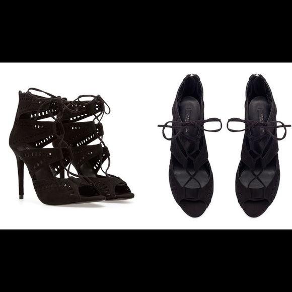 Zara Suede Lace Up Heels size 38