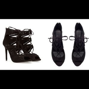 Zara Suede Lace Up Heels size 38