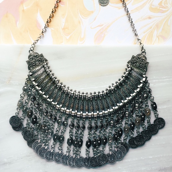 Antalya Coin Collar Statement Necklace - Picture 3 of 3