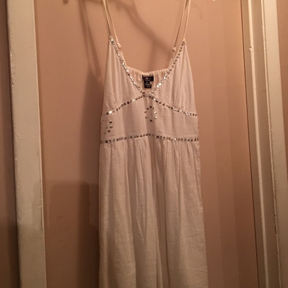 White halter dress w/ silver sequin detail