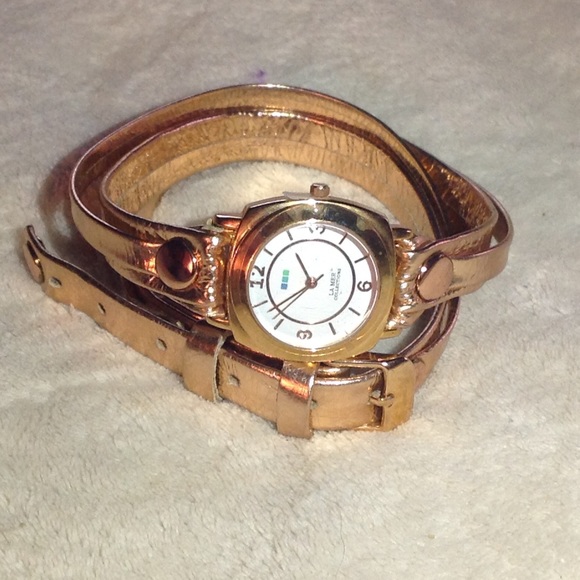 Rose-gold Tone Leather Double Wrap Watch - Picture 2 of 4
