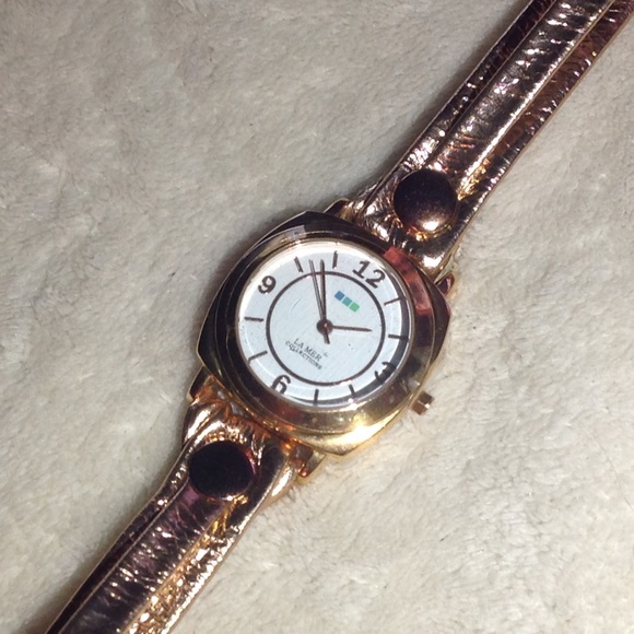 Rose-gold Tone Leather Double Wrap Watch - Picture 4 of 4