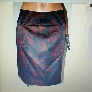 Elie Tahari Silk Pencil Floral Skirt 2 S