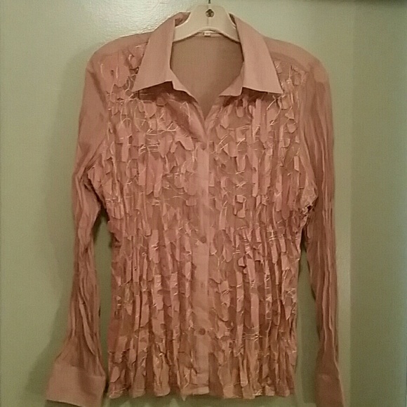 Top, Coral Color with Embroidery