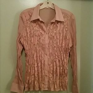 Top, Coral Color with Embroidery