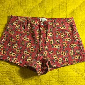 Mid-Rise Forever 21 Sunflower Shorts