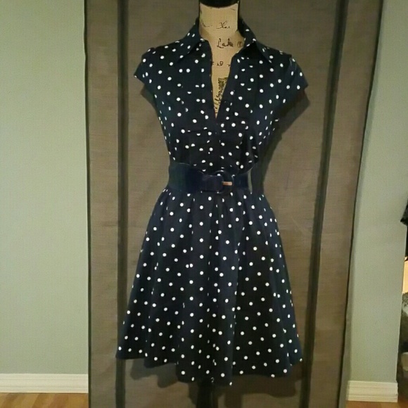 Charlotte Russe Polka-dot Fit & Flare Dress XS