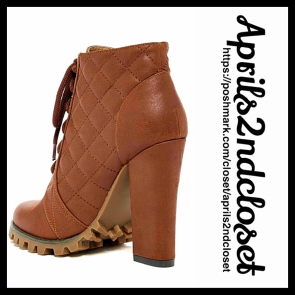 ❗️1-HOUR SALE❗️BOOTS Vegan Leather Lace Up Heeled - Picture 3 of 4