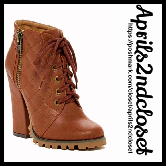 ❗️1-HOUR SALE❗️BOOTS Vegan Leather Lace Up Heeled - Picture 4 of 4